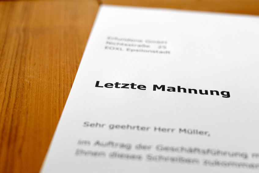 Letzte Mahnung vor Kündigung